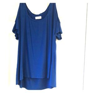Royal blue cold shoulder top
